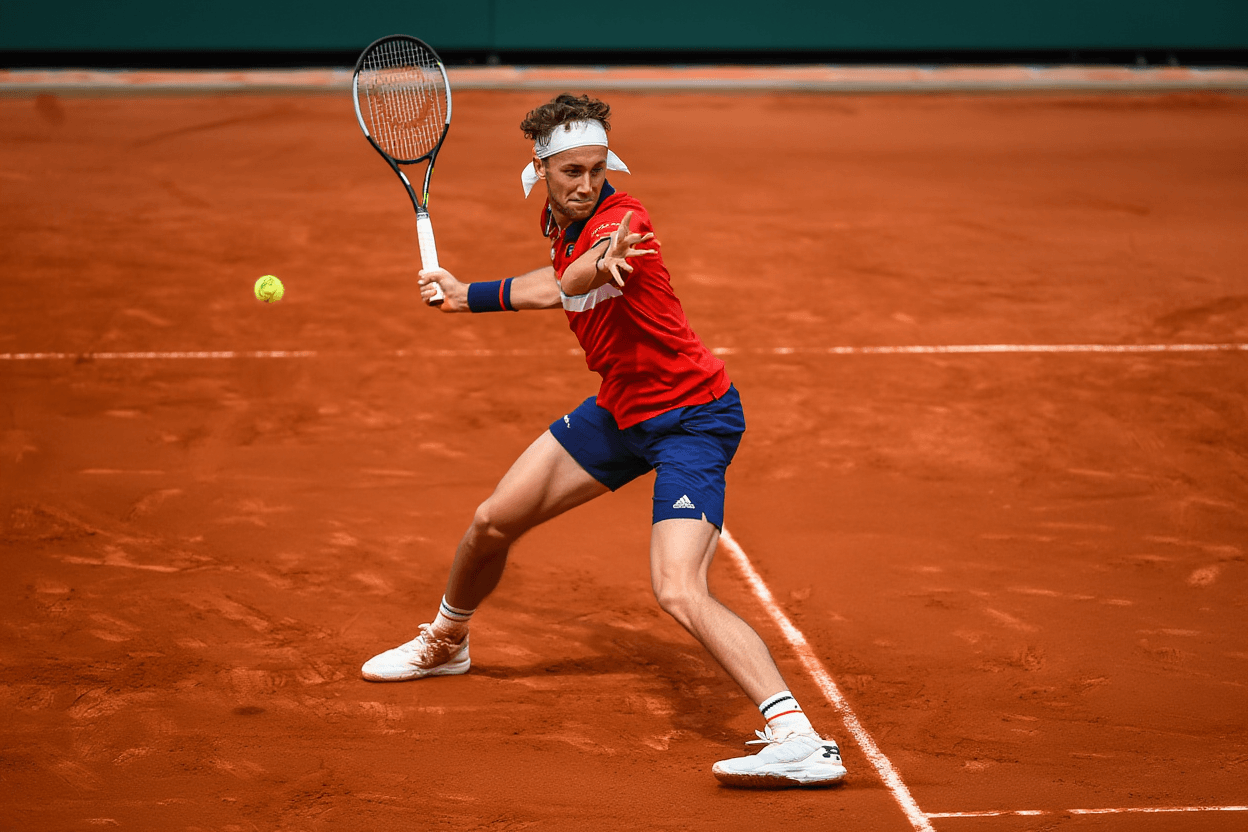 Каспер Рууд топспин форхенд Roland Garros 2026