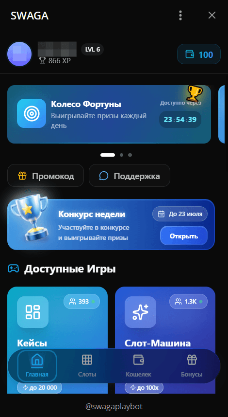 Схема работы Telegram-бота SWAGA: бонус, пополнение счёта, комиссии и невозможность вывода денег